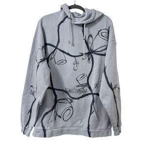 Collina Strada Mens‎ Crystal Embellished Cotton Jersey Hoodie Large Blue Casual